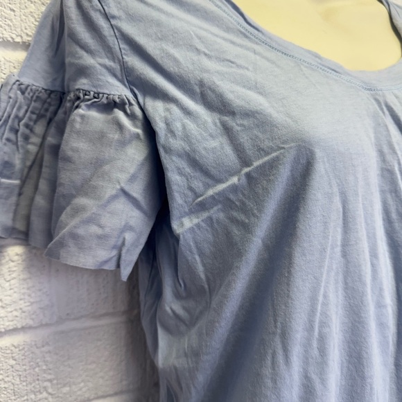 Women's Blue Ruffle Sleeve Top - Picture 4 of 11
